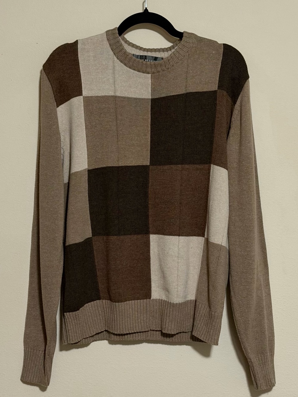 Oscar de la Renta Vintage Color Block  Crewneck Sweater
